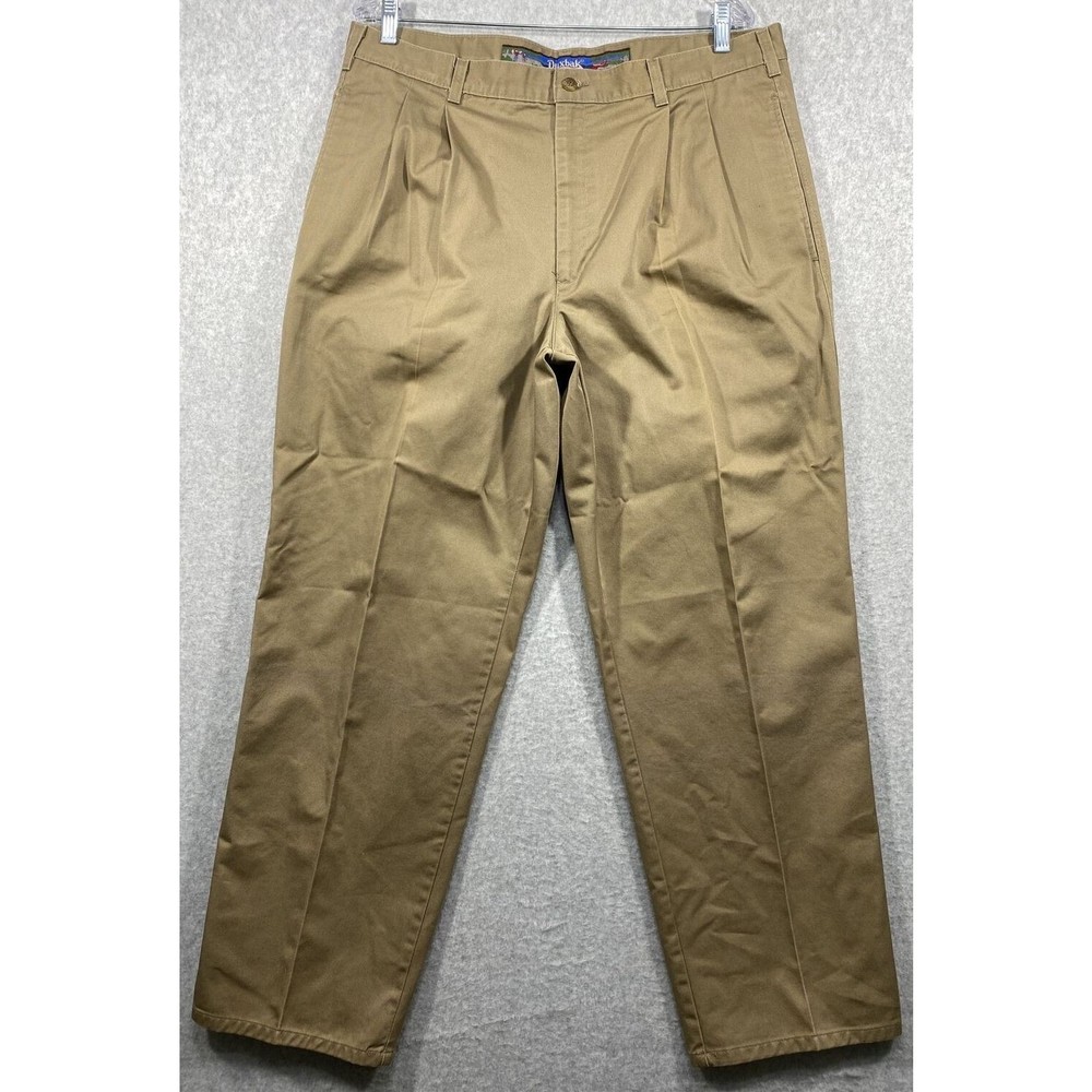 Vintage Duxbak Mens Pants Size 38x30 (36x29)‎ Khaki Straight Pleated Pockets